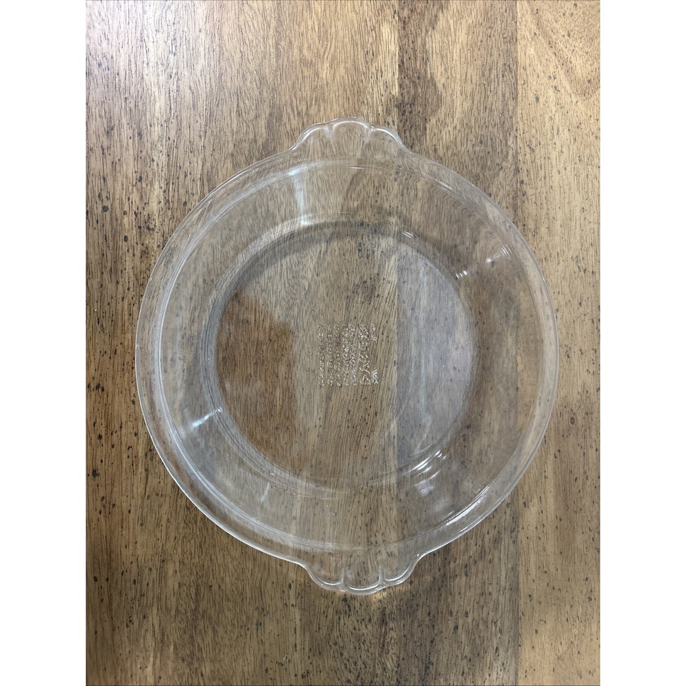 PYREX Pie Plate #207 Clear Glass 18cm w/Scalloped Handles Corning NY USA 7"